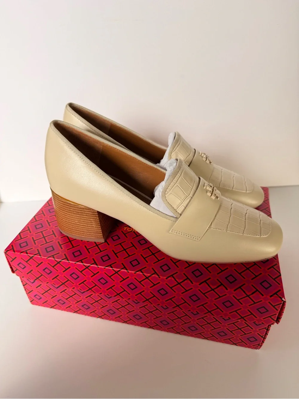 Tory Burch Everly 55mm Loafers Dulce de Leche Leather Block Heel US 9 & 9.5